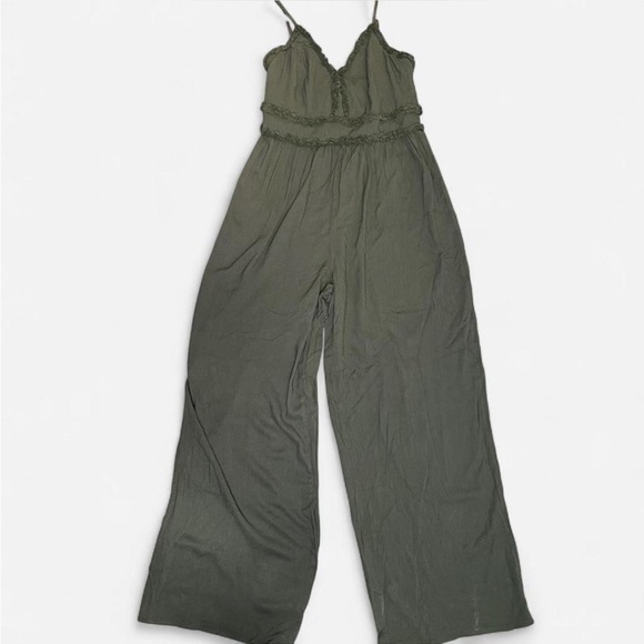 Mi Ami Pants - Miami Olive Jumpsuit with Lace Accents